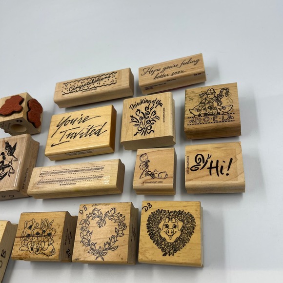 Vintage Lot Rubber Stamps Paper Crafts 14 Pieces Junk Journaling - Picture 3 of 11